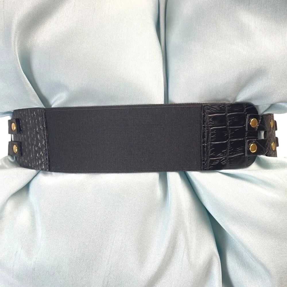 BCBGMaxAzria Wide Statement Belt in Black and Gold Size S